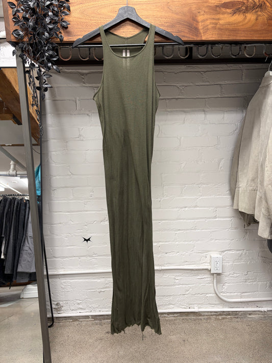 AW2022 Rick Owens ‘Strobe’ Green Jersey Cotton Tank Top Dress