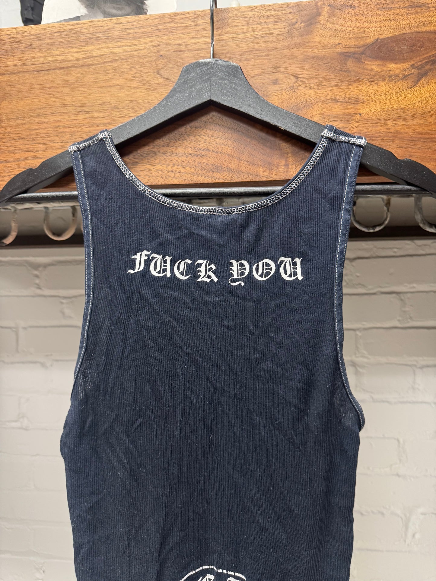 Vintage Chrome Hearts ‘Taipei’ Store Exclusive ‘FUCK YOU’ Ribbed Black Tank Top