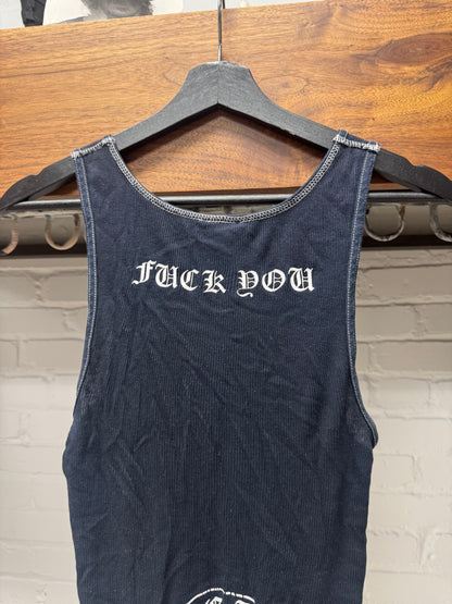 Vintage Chrome Hearts ‘Taipei’ Store Exclusive ‘FUCK YOU’ Ribbed Black Tank Top