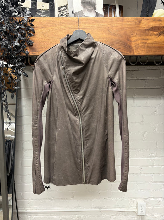 Rick Owens ‘Mollino’ DNA Dust High-Neck Lambskin Leather Jacket