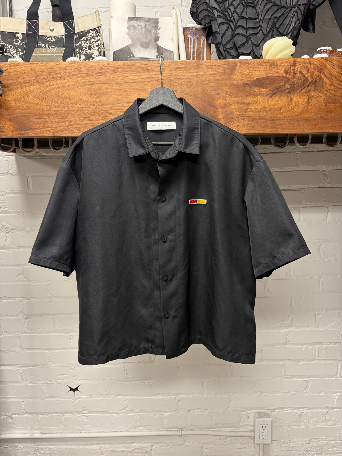 Pyer Moss x Reebok Black Camp Collar Button Down Shirt