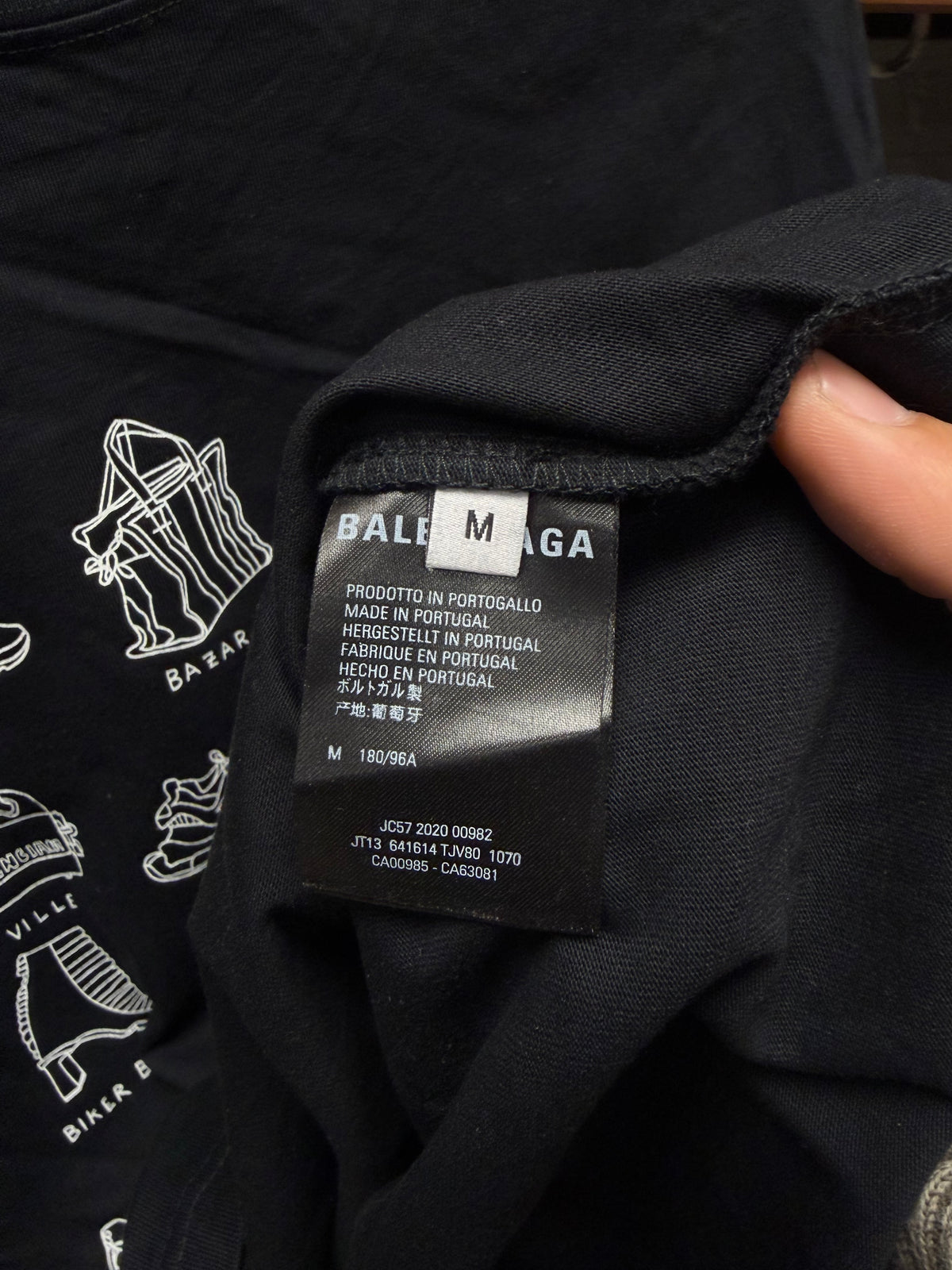 2020 Balenciaga ‘Signature Products’ Black Graphic T-Shirt