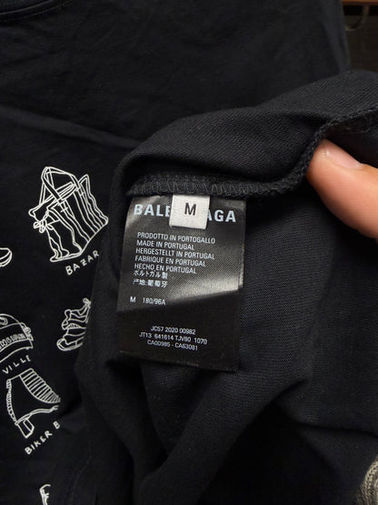 2020 Balenciaga ‘Signature Products’ Black Graphic T-Shirt