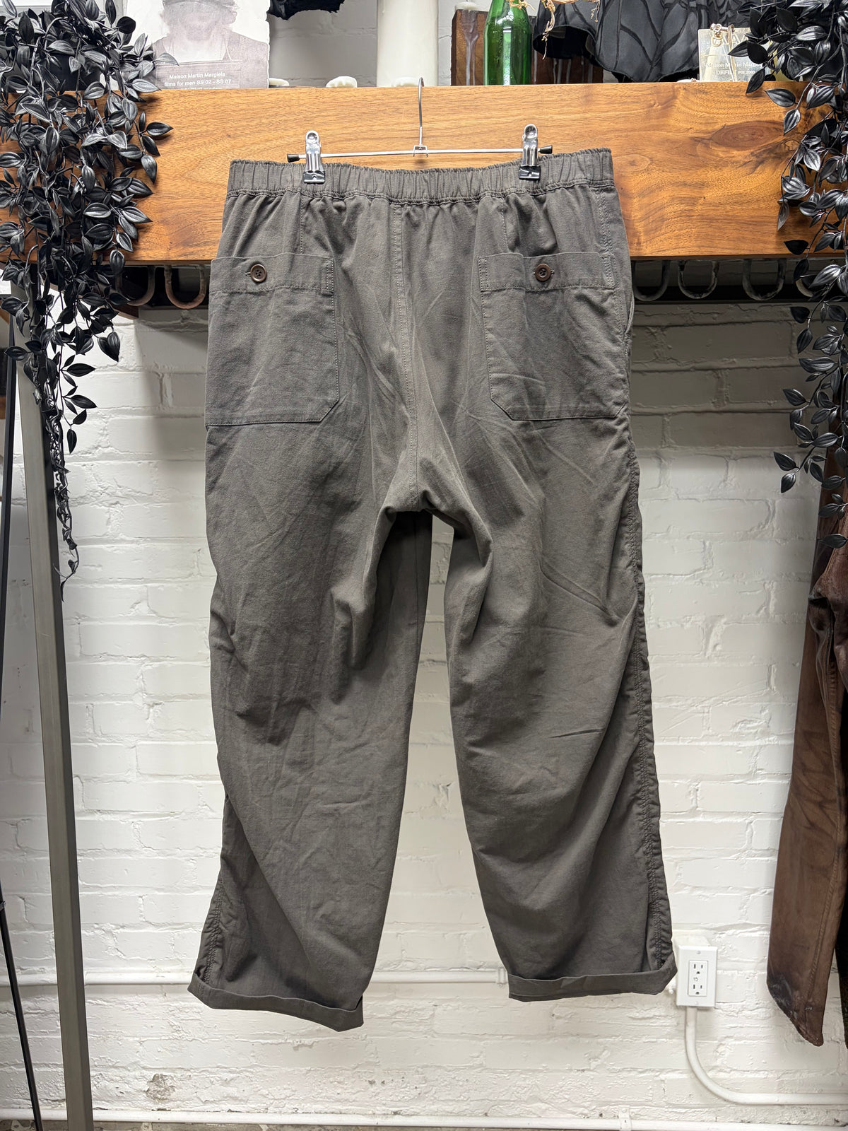 SS2025 Undercover Brown Cotton Wide Leg Trousers with Elasticated Waistband