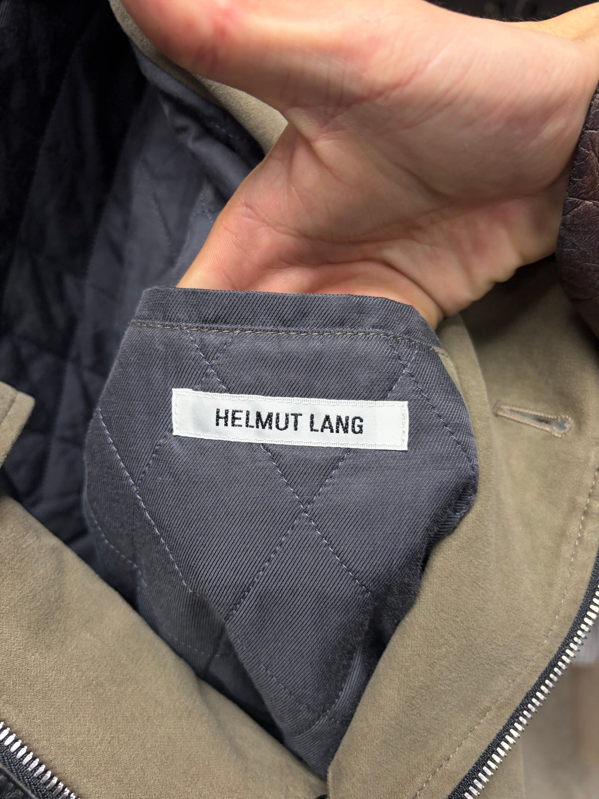 Helmut Lang Suede Quilted Liner Perfecto-Zip Biker Jacket