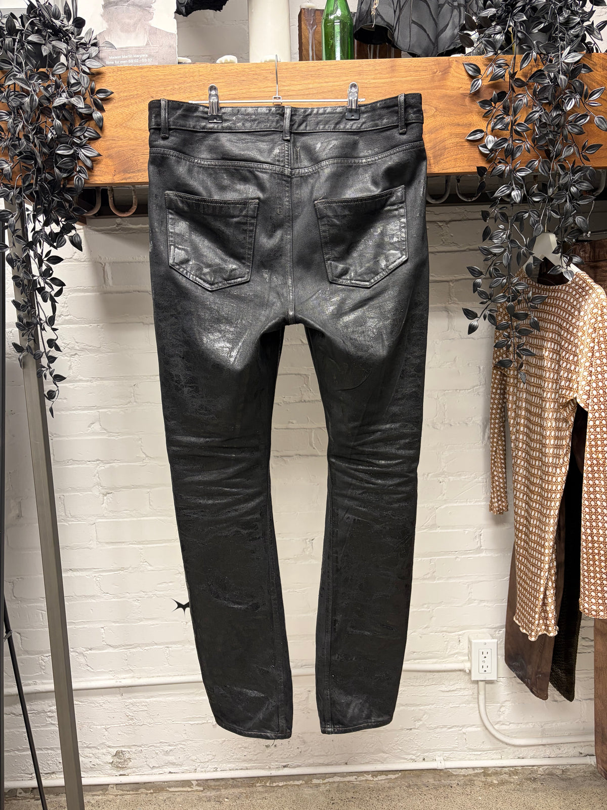 Rick Owens ‘Detroit Cut’ Waxed Black Skinny Jeans