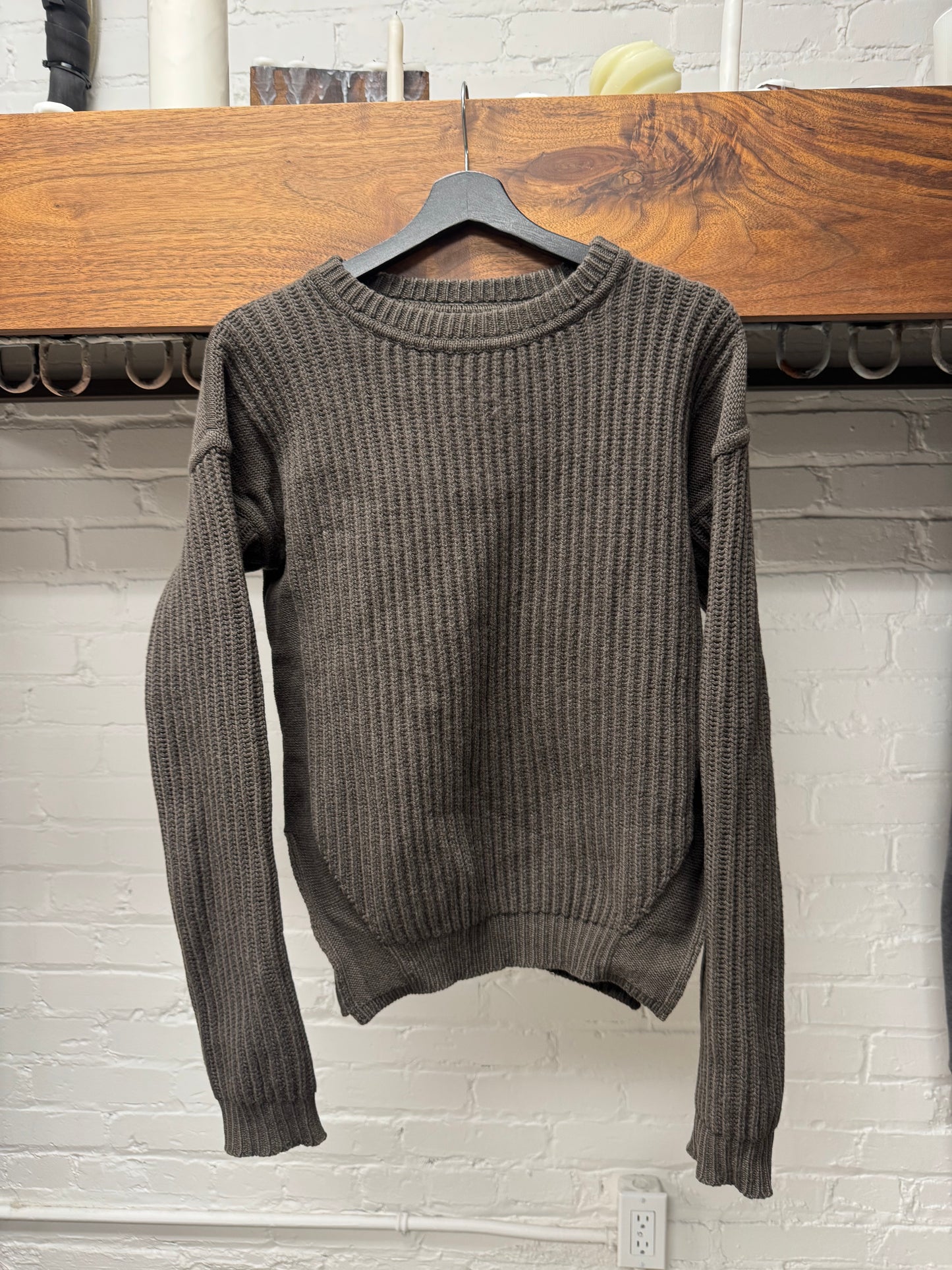 AW2018 Rick Owens ‘Sisyphus’ Ribbed ‘Dark Dust’ Knit Sweater