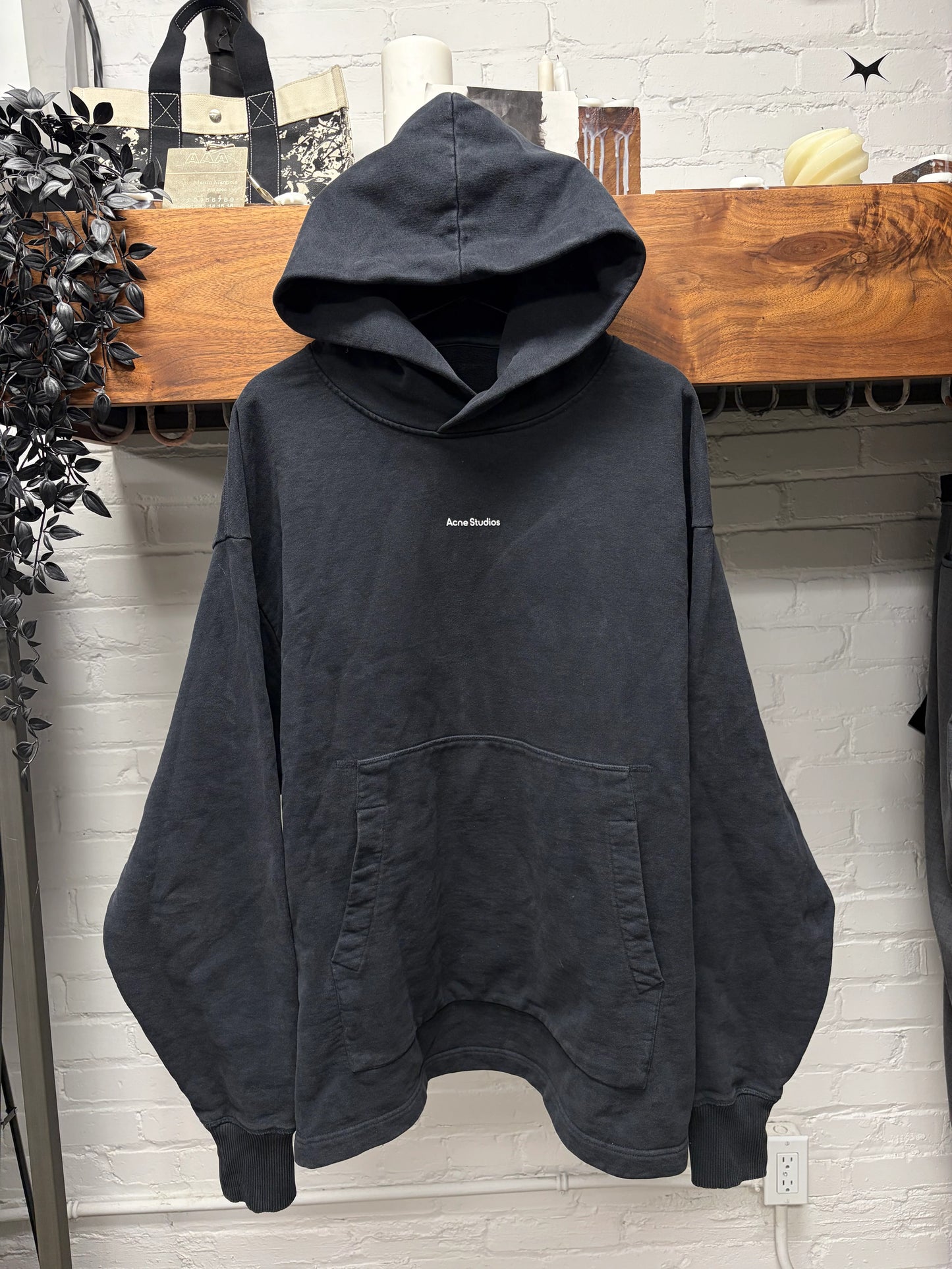 Acne Studios Heavyweight Organic Cotton Black Oversized Logo Hoodie