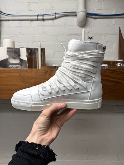 Kris Van Assche ‘Multi-Lace’ White Leather High Top Sneakers