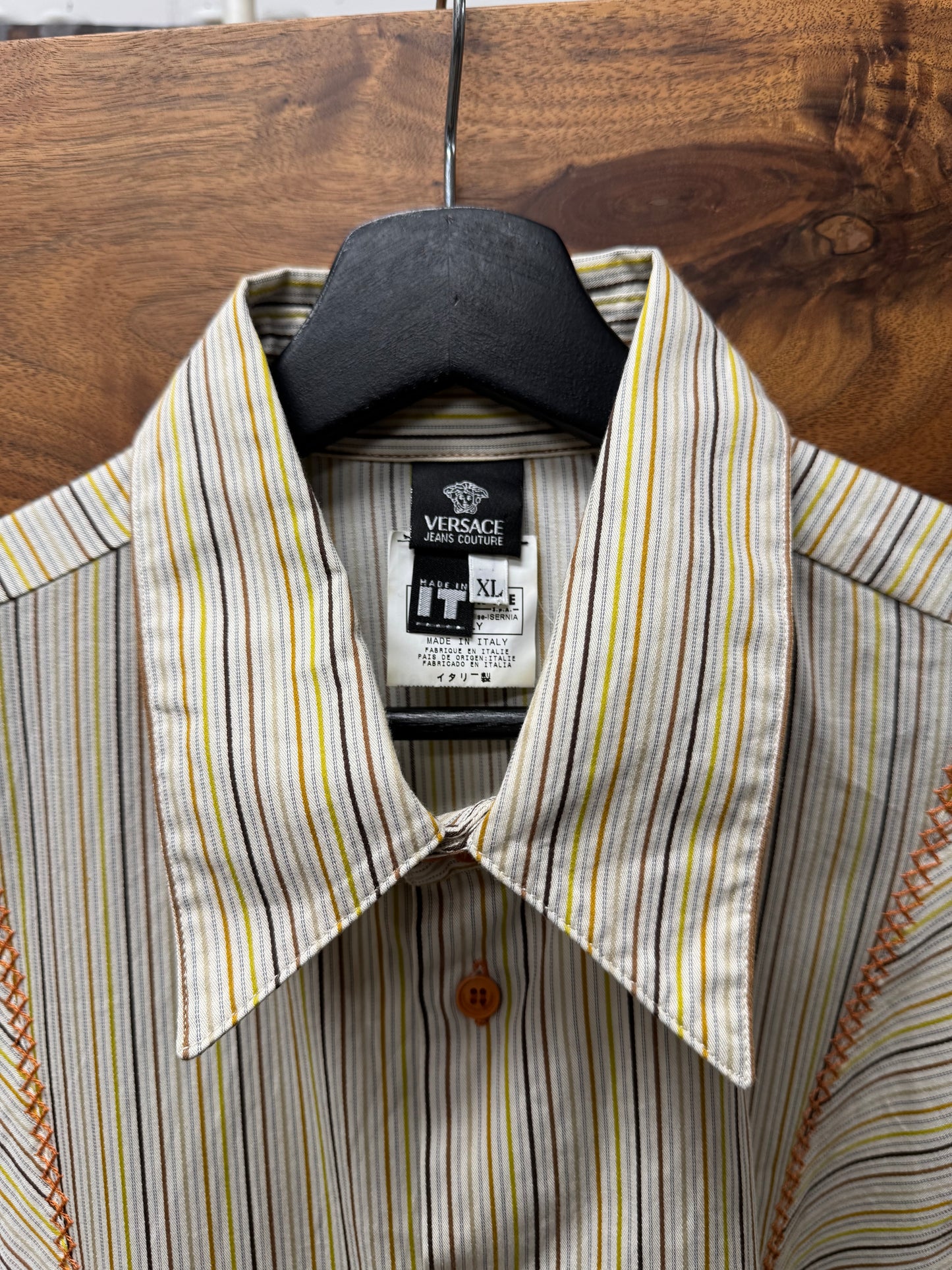 Vintage 90s Versace Jeans Couture Striped Button Down Shirt