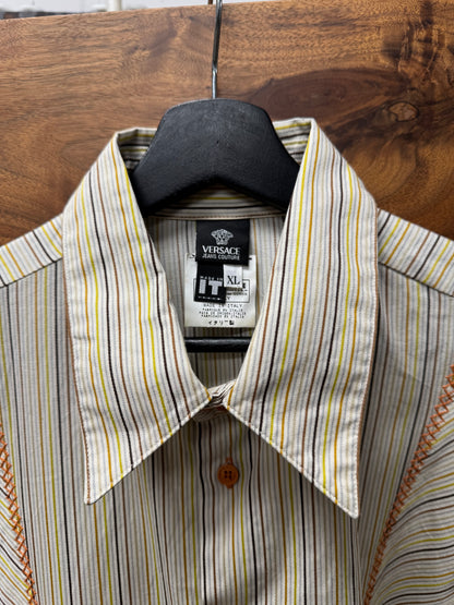 Vintage 90s Versace Jeans Couture Striped Button Down Shirt