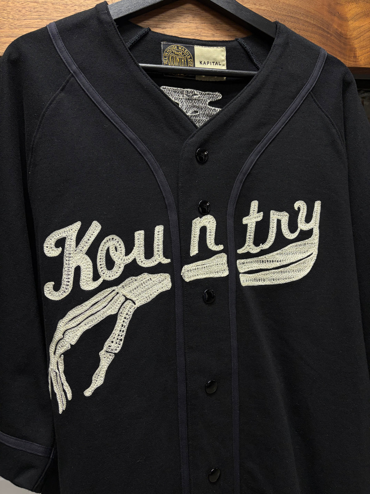 Kapital Kountry ‘16/-‘ Dense Black Bone Baseball Jersey