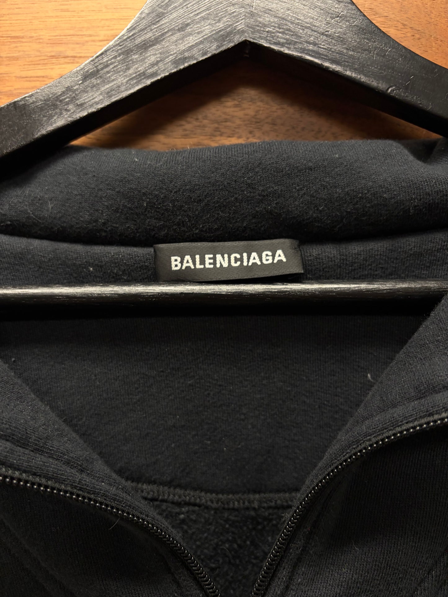 2018 Balenciaga ‘Funnel Neck’ Black Quarter Zip Sweatshirt