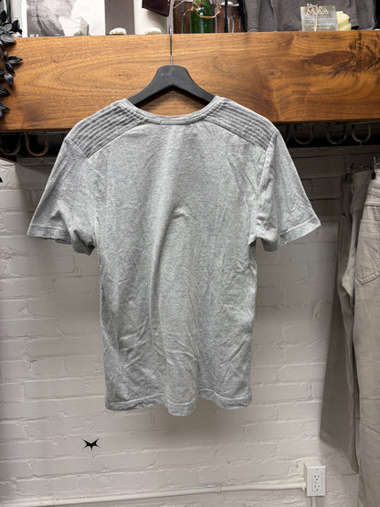 Balmain Ribbed Grey Short Sleeve Logo T-Shirt