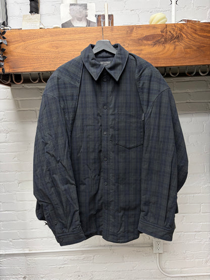 2023 Balenciaga Oversized ‘Detachable Sleeve’ Plaid Padded Flannel Shirt