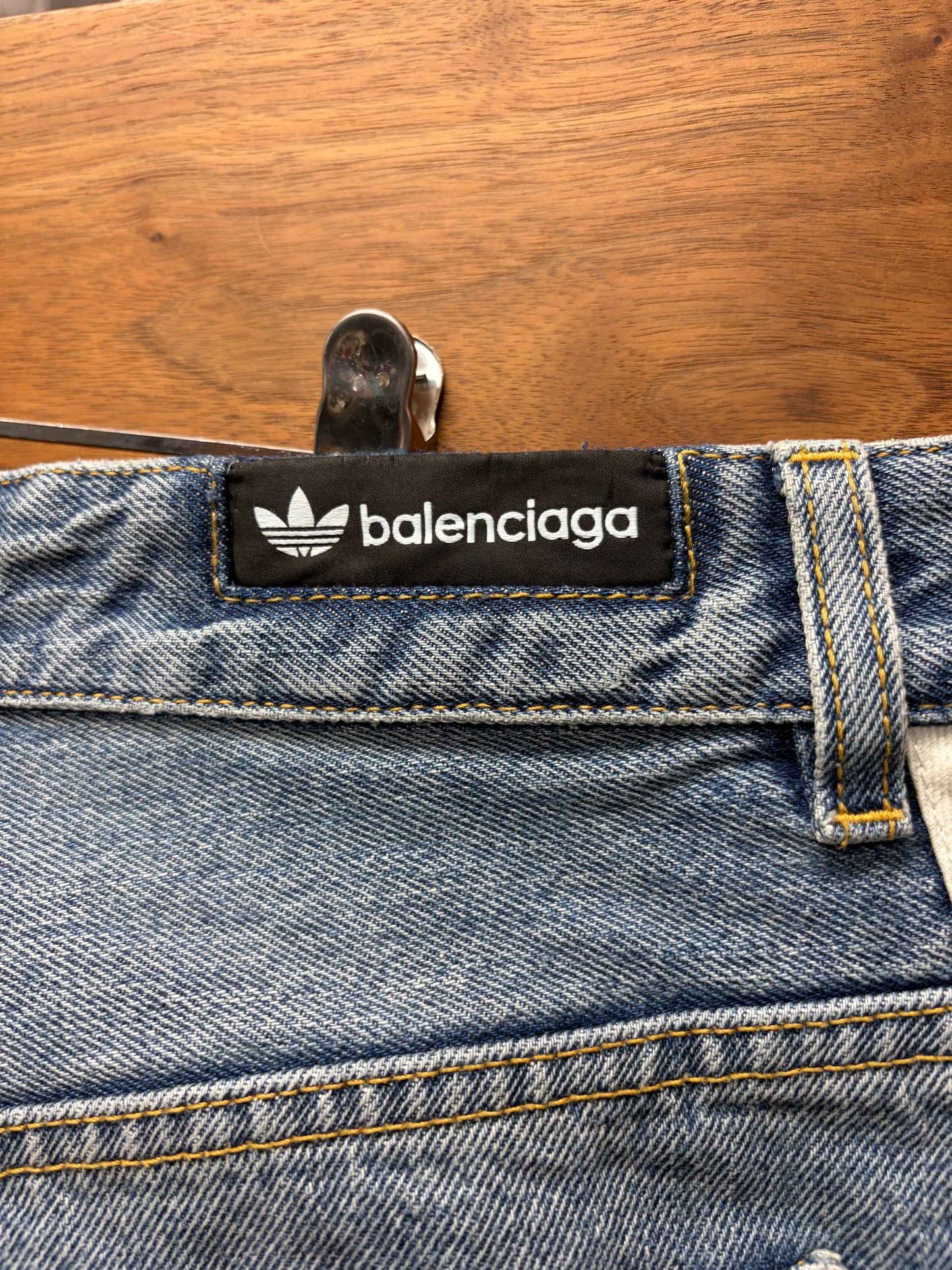 SS2023 Balenciaga x Adidas ‘Striped’ Blue Baggy Wide Leg Denim