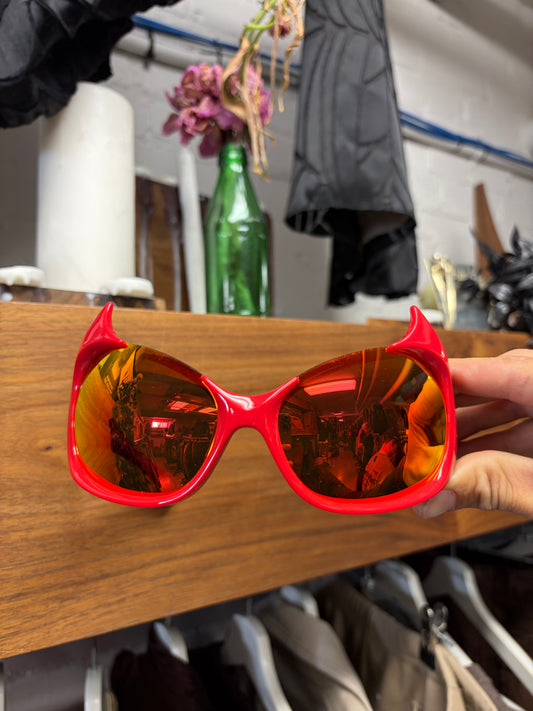 Balenciaga ‘Gotham’ Horned Red Bug Eye Sunglasses