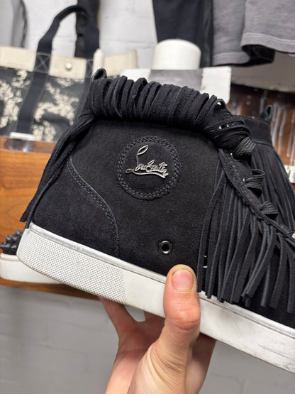 Christian Louboutin Black Suede Red Bottom High Top Sneakers