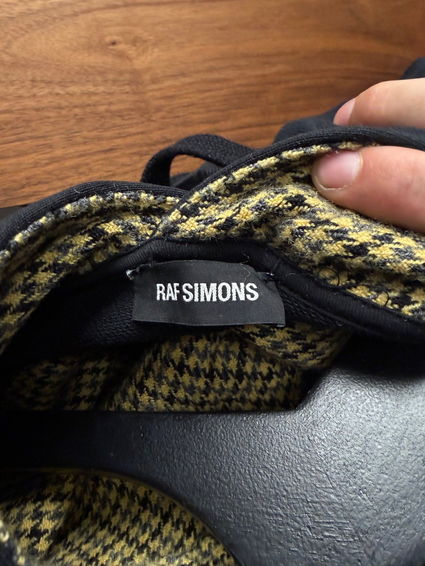 2018 Raf Simons Oversized Hoodie with Houndstooth Interior