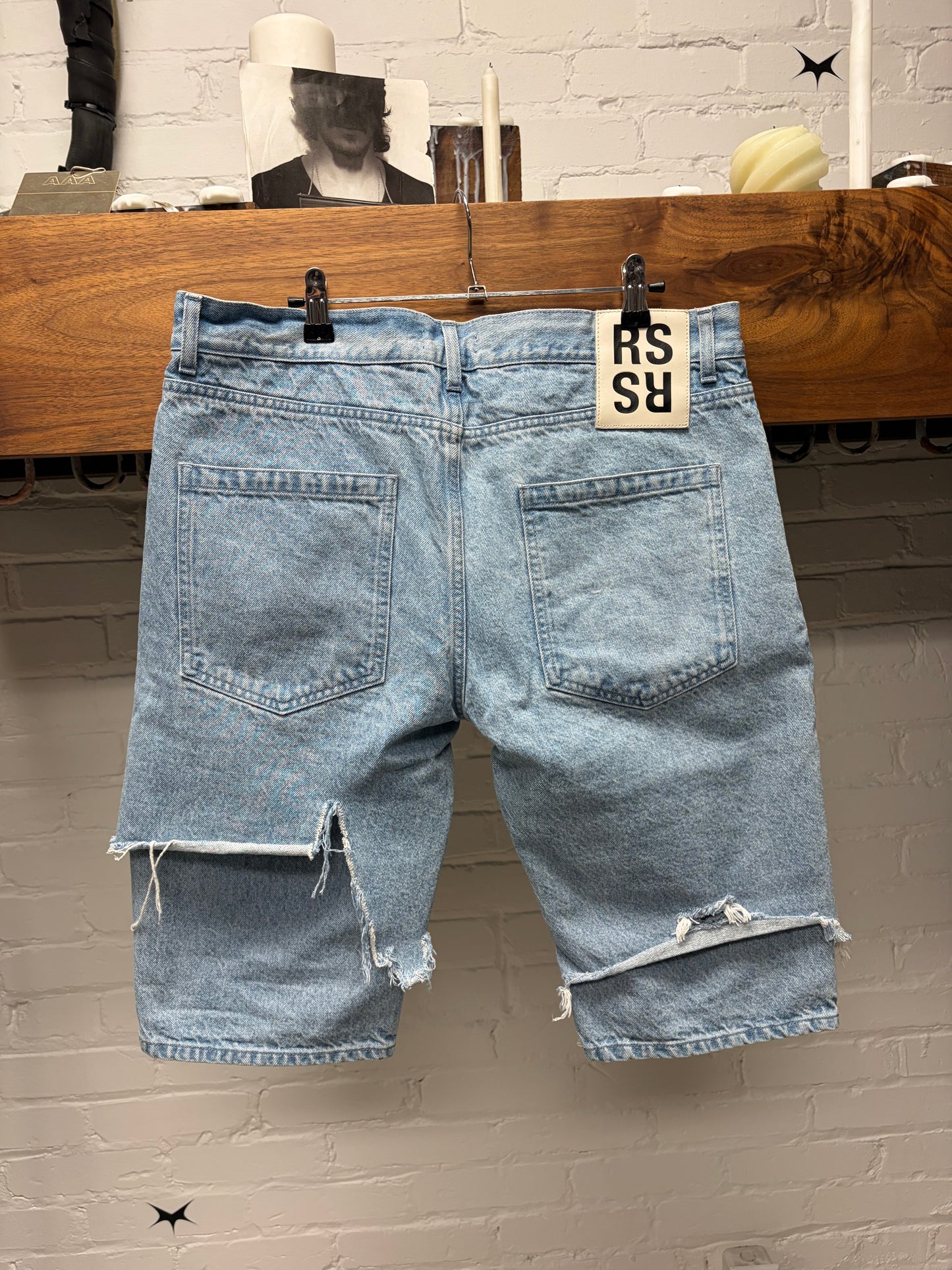 SS2021 Raf Simons ‘Double Layered Distressed Denim Shorts
