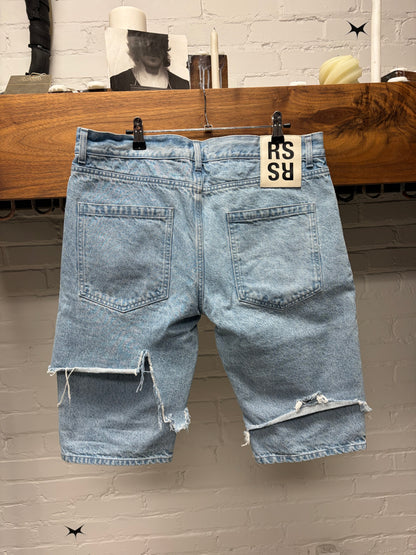 SS2021 Raf Simons ‘Double Layered Distressed Denim Shorts