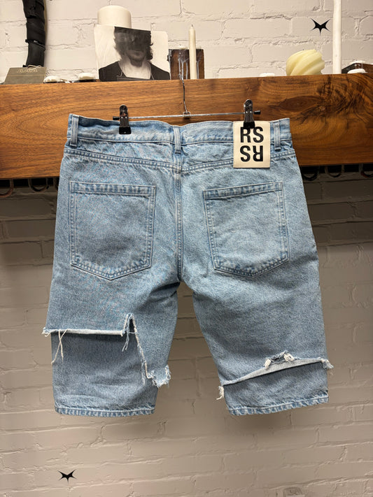 SS2021 Raf Simons ‘Double Layered Distressed Denim Shorts