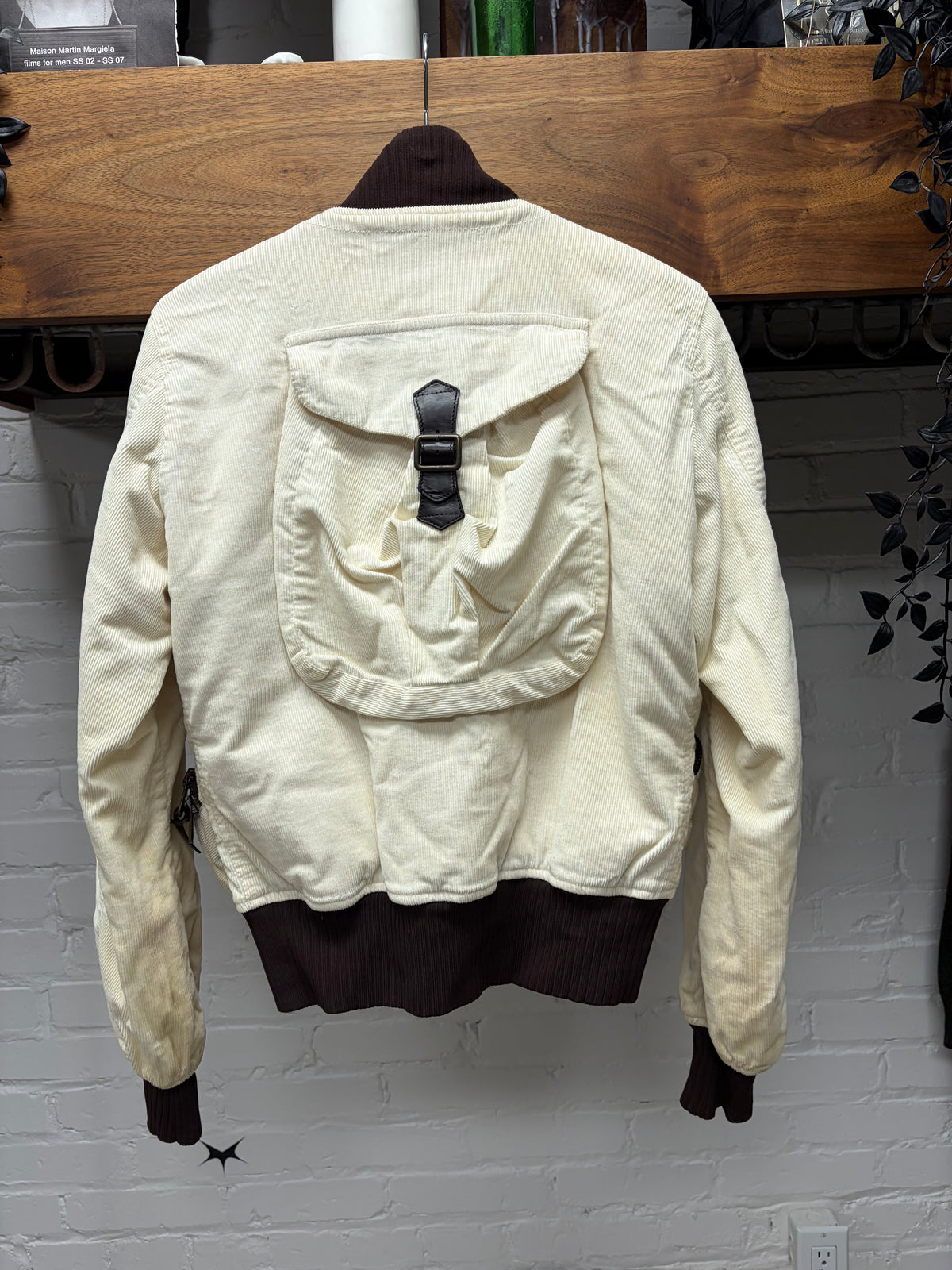 AW2003 Dolce & Gabbana ‘Hunting’ Rabbit Fur Lined White Corduroy Bomber Jacket