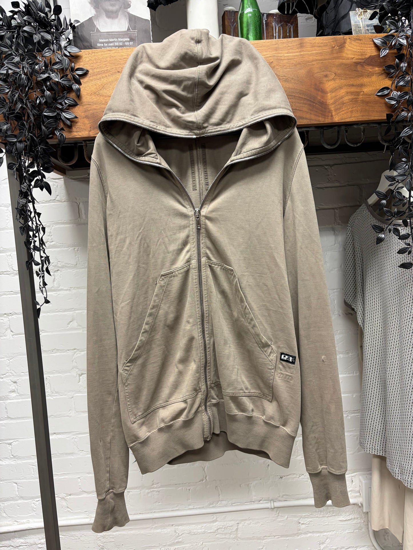 Rick Owens ‘Gimp’ Dust Brown Full-Zip Up Hoodie