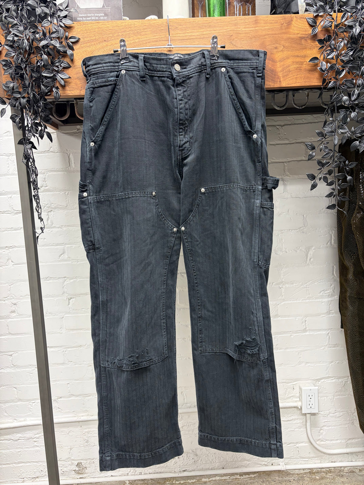 AW2025 Enfants Riches Déprimés ‘Double Knee’ Distressed Black Carpenter Pants