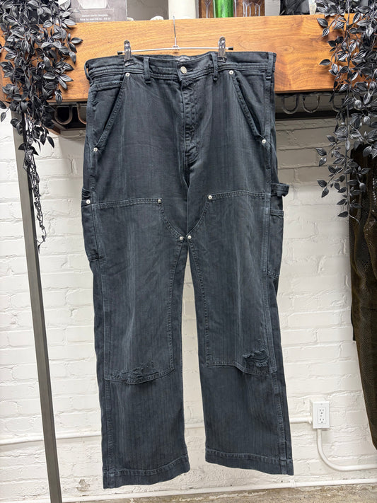 AW2025 Enfants Riches Déprimés ‘Double Knee’ Distressed Black Carpenter Pants