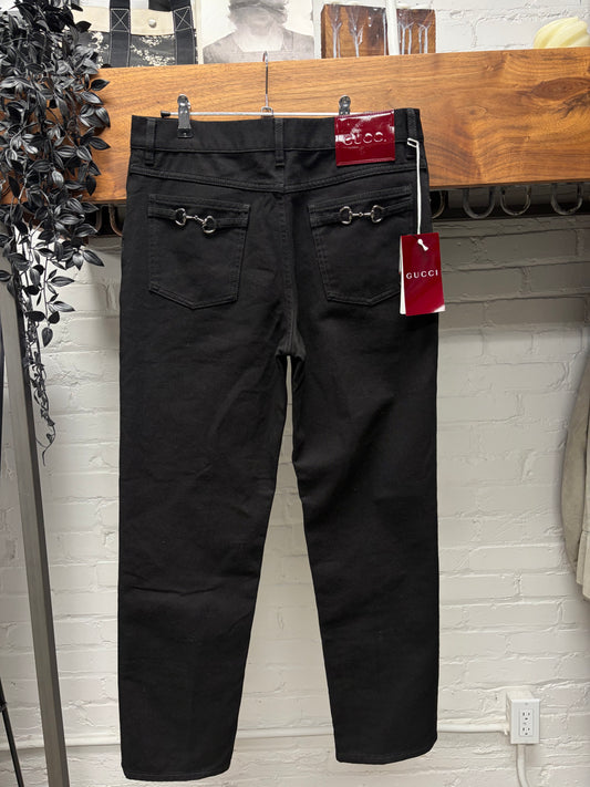 Gucci by Demna Gvasalia ‘Horsebit’ Back Pocket Black Bootcut Jeans
