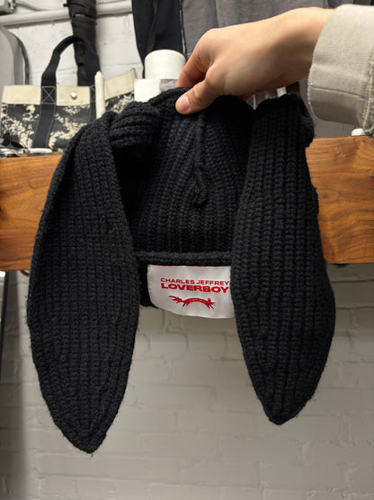 Charles Jeffery Loverboy ‘Bunny Ears’ Ribbed Black Beanie