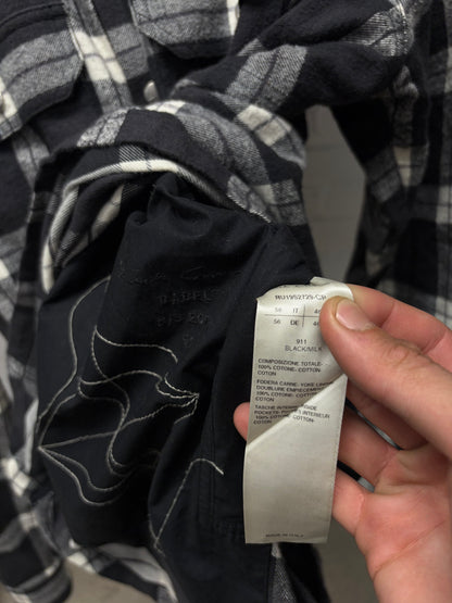 SS2019 Rick Owens ‘Babel’ Plaid Flannel Shoulder-Strap Work Shirt