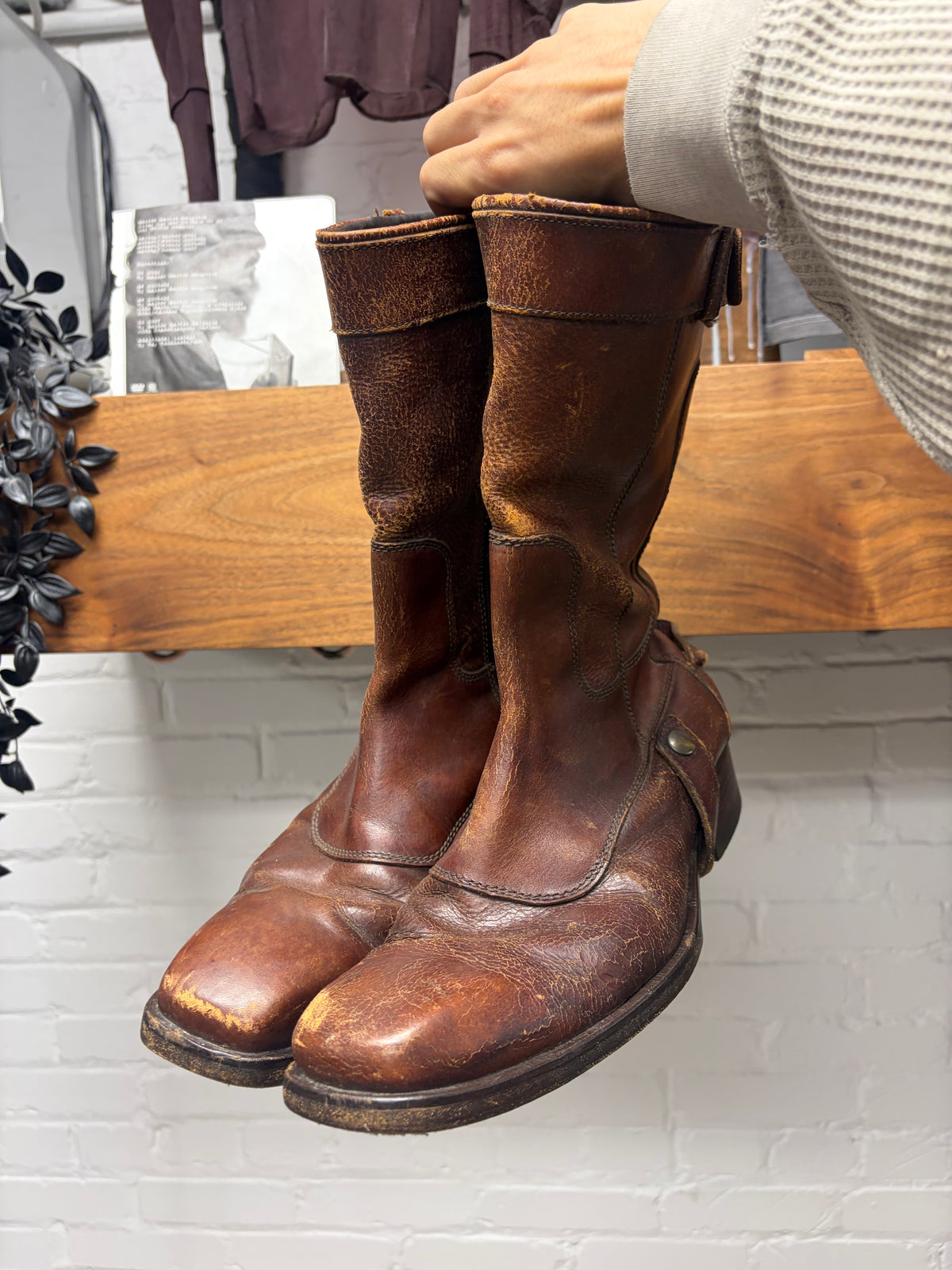 Vintage Dsquared2 Brown Calfskin Leather Cowboy Boots