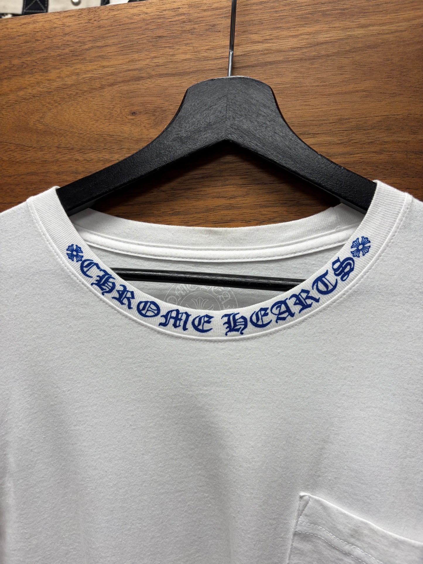 Chrome Hearts Blue/White Scroll Logo Long Sleeve Shirt