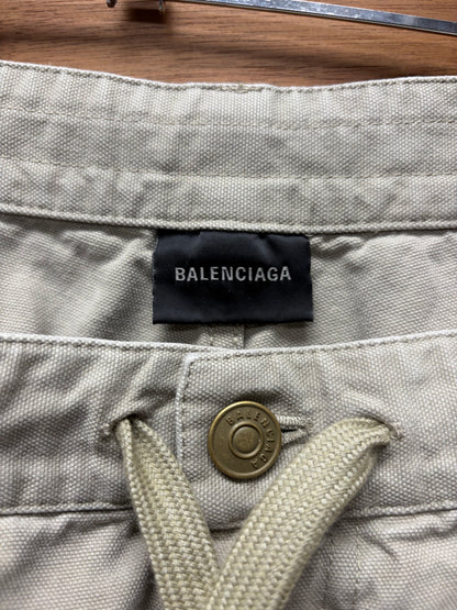 2024 Balenciaga Tan ‘Carpenter’ Double Knee Drawstring Wide Leg Denim