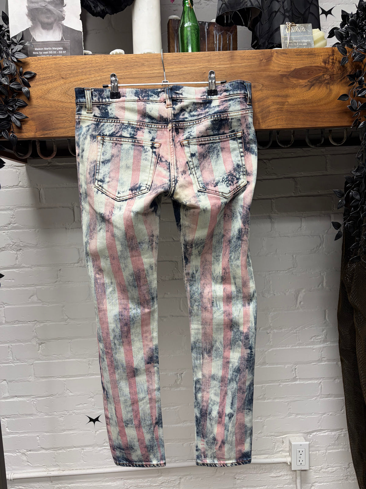 SS2011 Balmain by Christophe Decarnin ‘Flag’ Bleach Distressed Low Rise Skinny Jeans