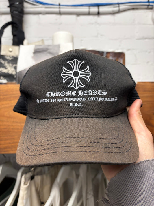 Vintage Chrome Hearts ‘Plus Cross’ Faded Black Trucker Hat