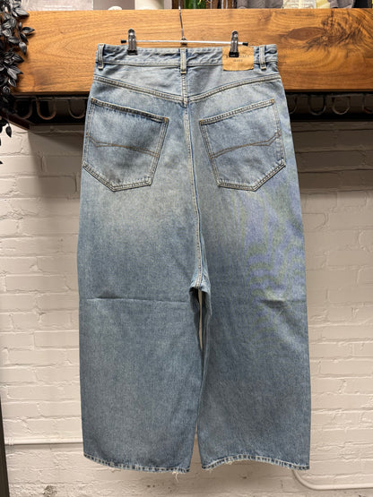 2021 Balenciaga Light Wash Blue Wide Leg Denim