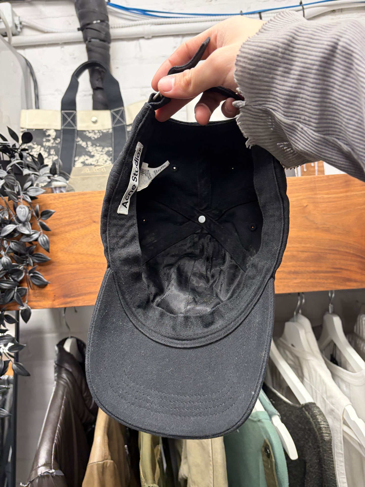 Acne Studios Embroidered ‘Brim Logo’ Strap-Back Black Baseball Cap