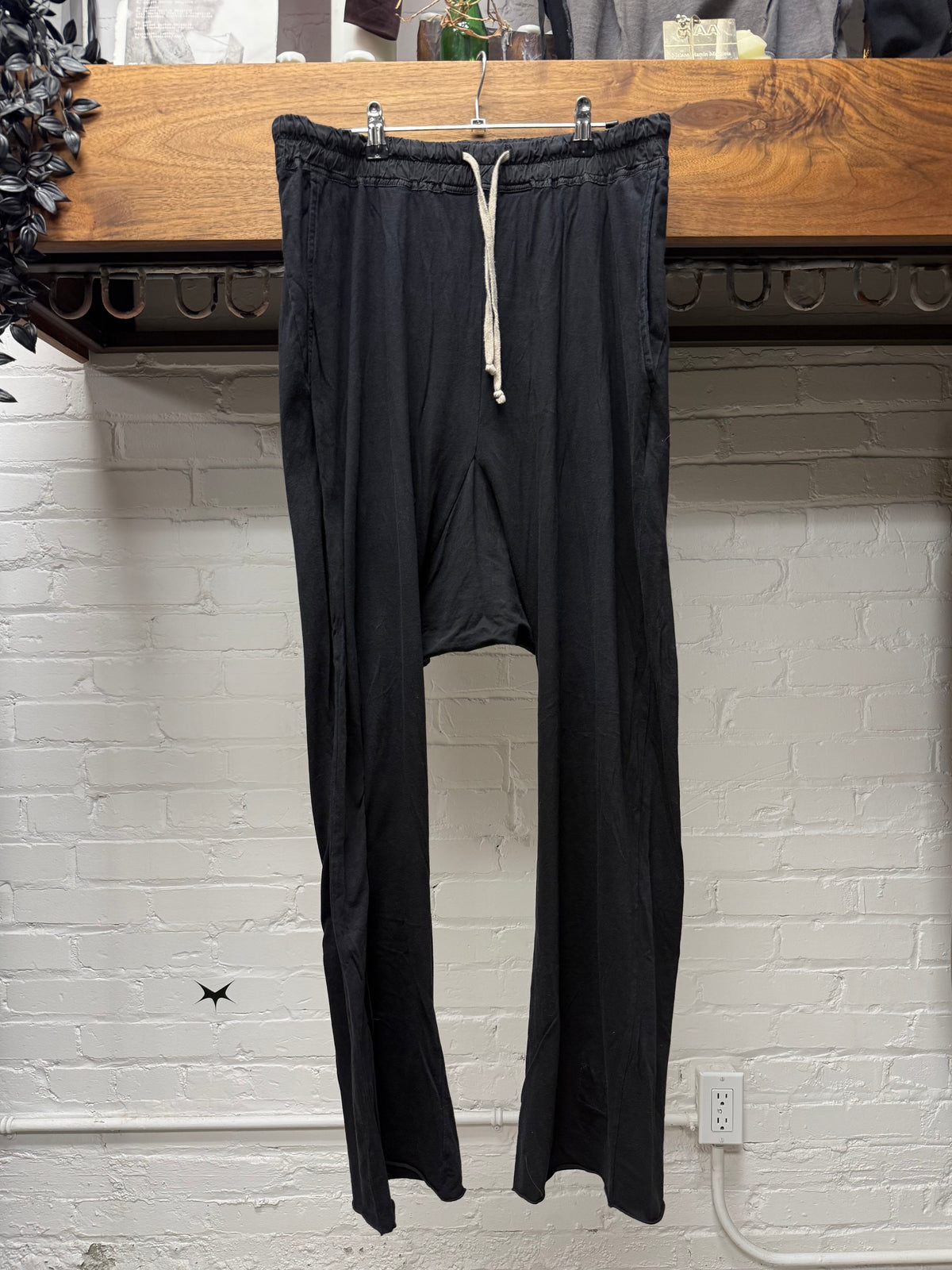 AW2013 Rick Owens ‘Plinth’ Black Drawstring Drop Crotch Sweatpants