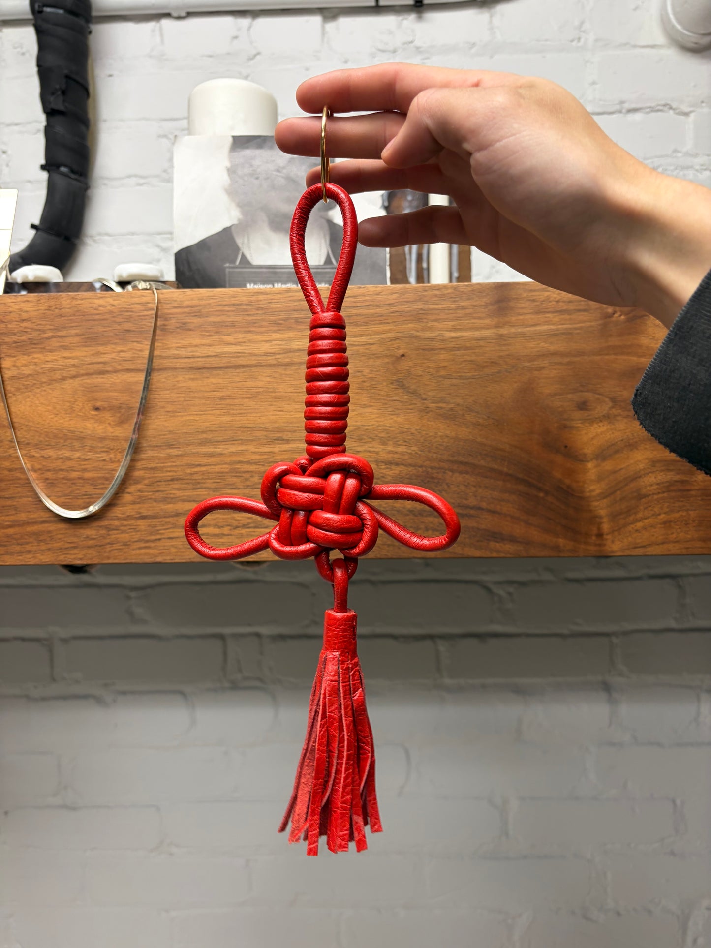 Balenciaga ‘Coin Knot’ Woven Leather Tassel Keychain