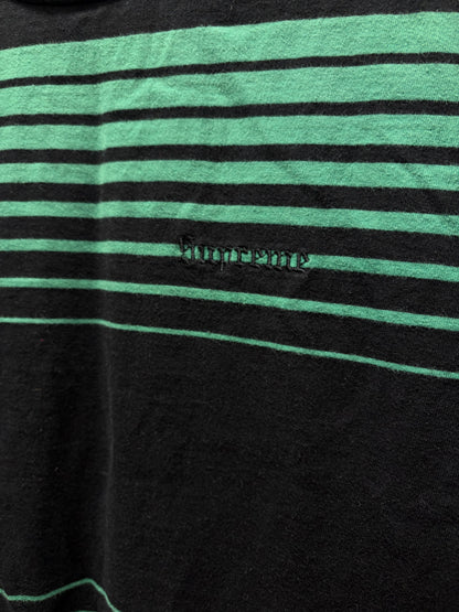 AW2018 Supreme ‘Rugby’ Black/Green Striped Long Sleeve Shirt