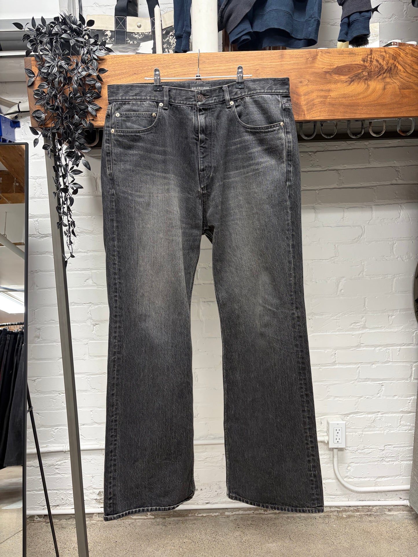 2023 Balenciaga Dark Grey Flared Cut Relaxed Fit Denim