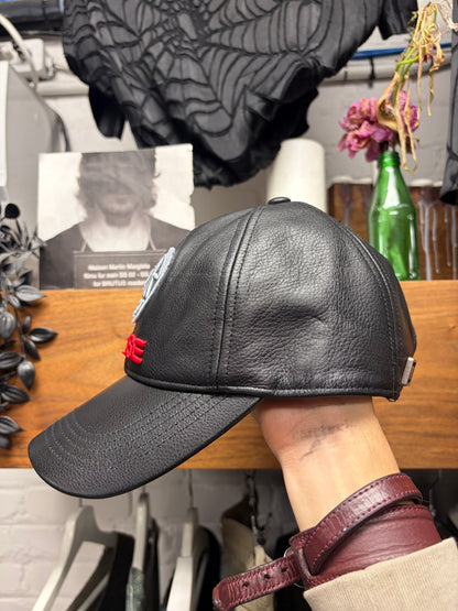 Martine Rose ‘Embroidered Logo’ Black Leather Baseball Cap