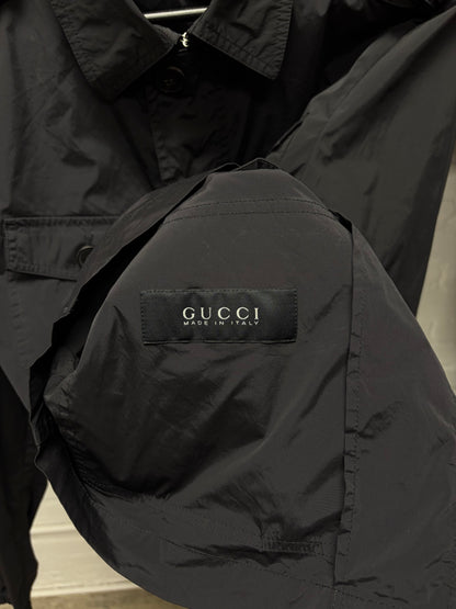 2000s Gucci Black Nylon Shell Military Inspired Field Jacket
