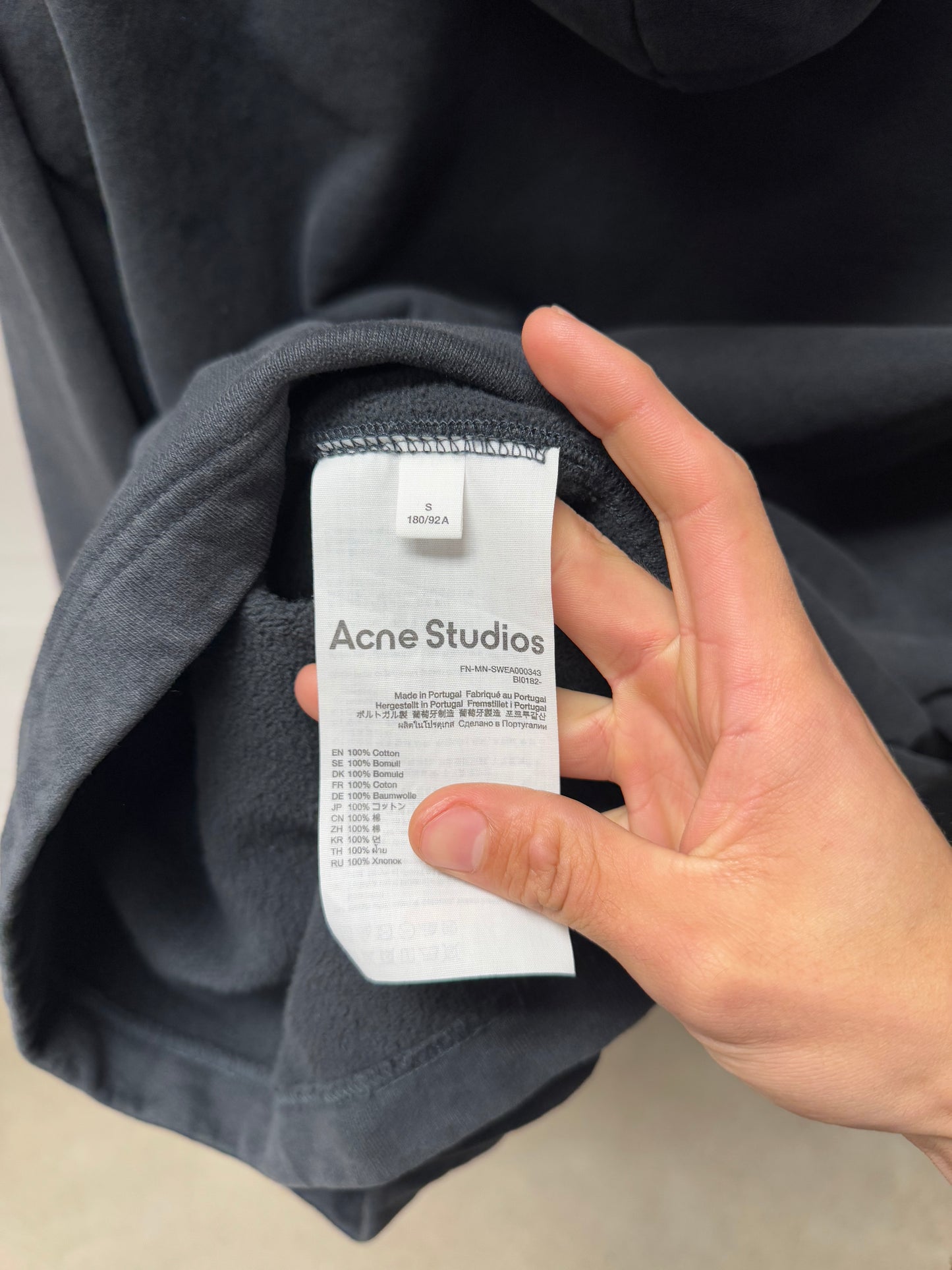 Acne Studios ‘Simple Logo’ Heavy Cotton Black Pullover Hoodie