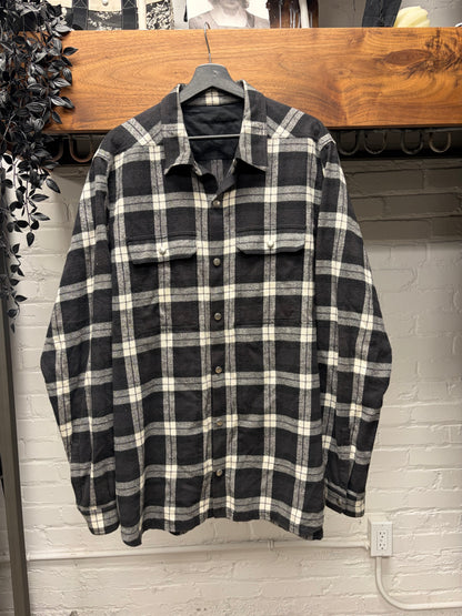 SS2019 Rick Owens ‘Babel’ Plaid Flannel Shoulder-Strap Work Shirt