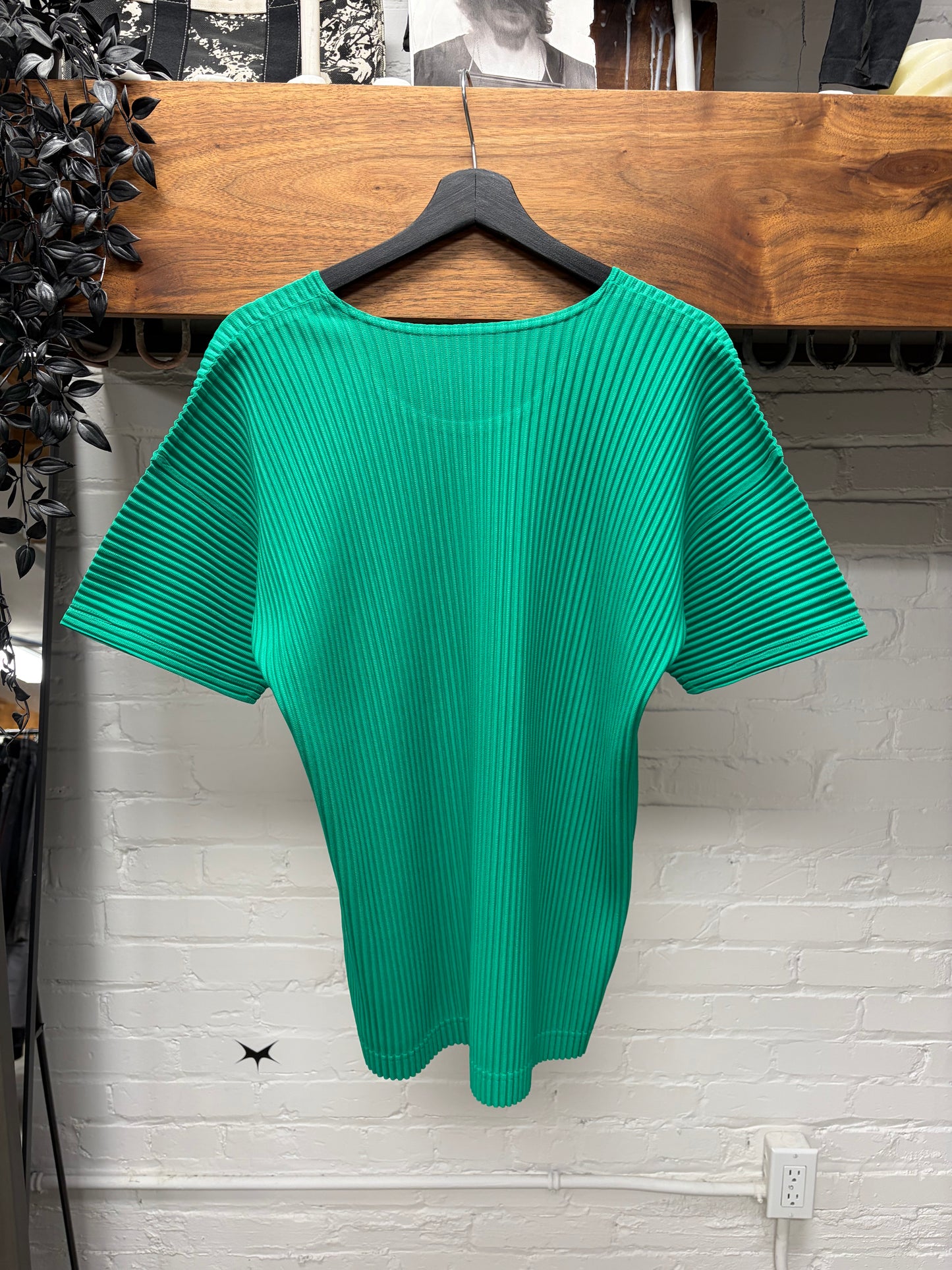 Issey Miyake ‘Homme Plisse’ Green Pleated T-Shirt
