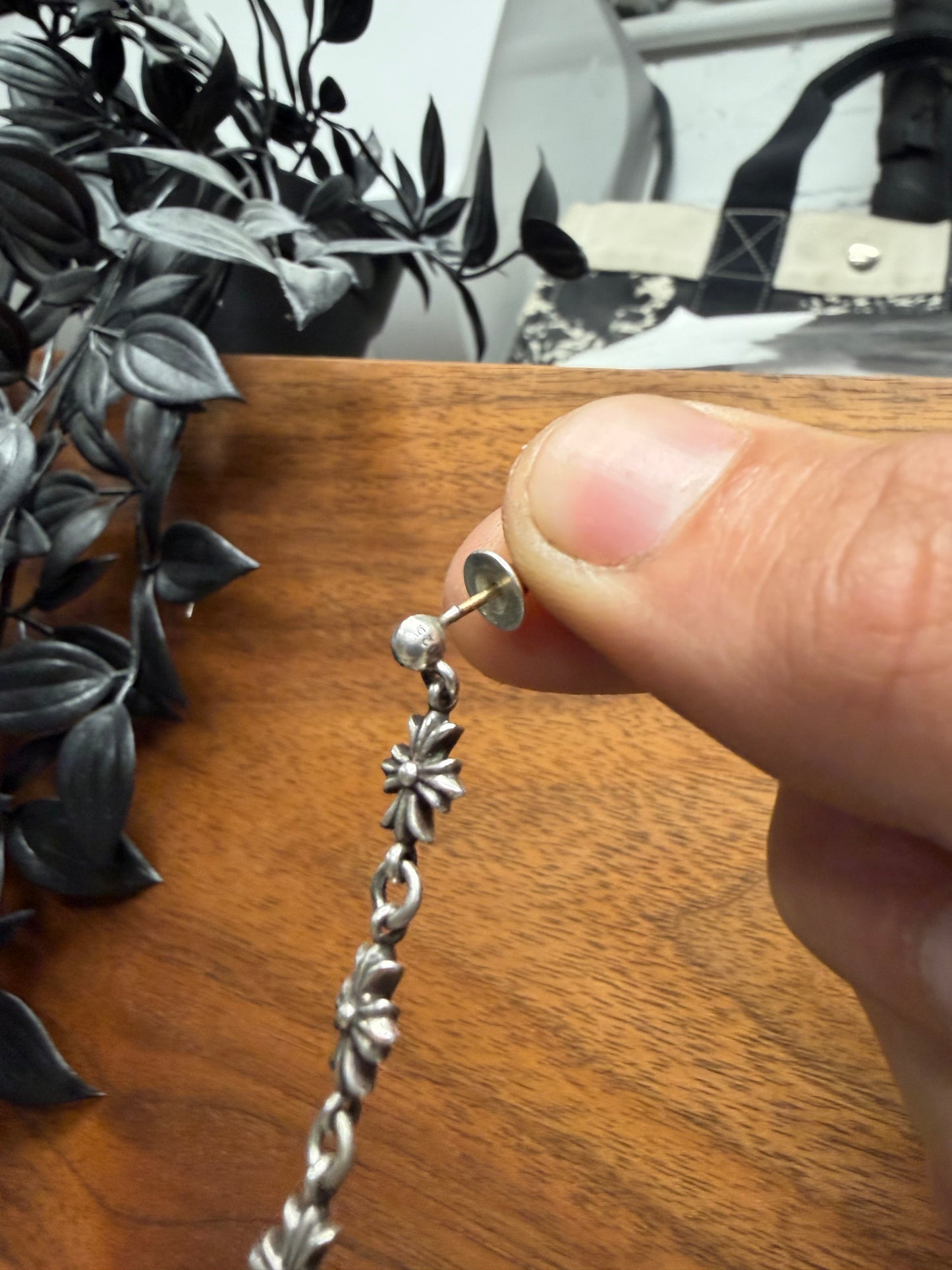 Chrome Hearts ‘Tiny-E Drop’ 925 Silver Earring
